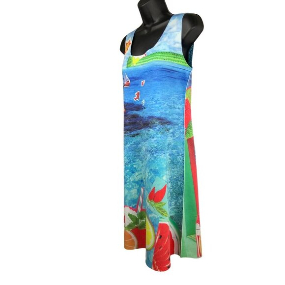 Animapop reversible dress multi sleeveless Fun seaside theme 34ch 31w 38h 38L - Picture 4 of 12